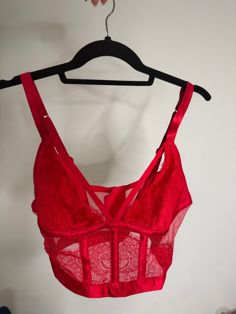 Victorias Secret Red Lace Bralette Crop Top - Women Intimates & Sleepwear